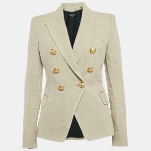 Balmain Beige Linen Double Breasted Blazer M